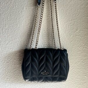 Kate Spade Black Quilted Shoulder Bag with Chain Straps